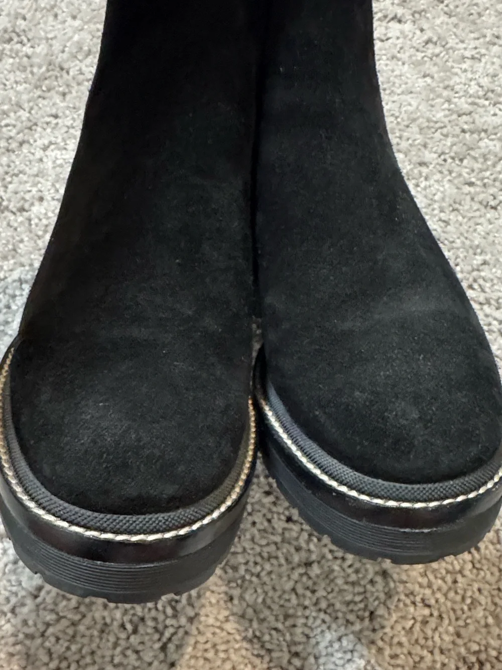 Tory Burch Black Suede Chelsea Lug Sole Boot